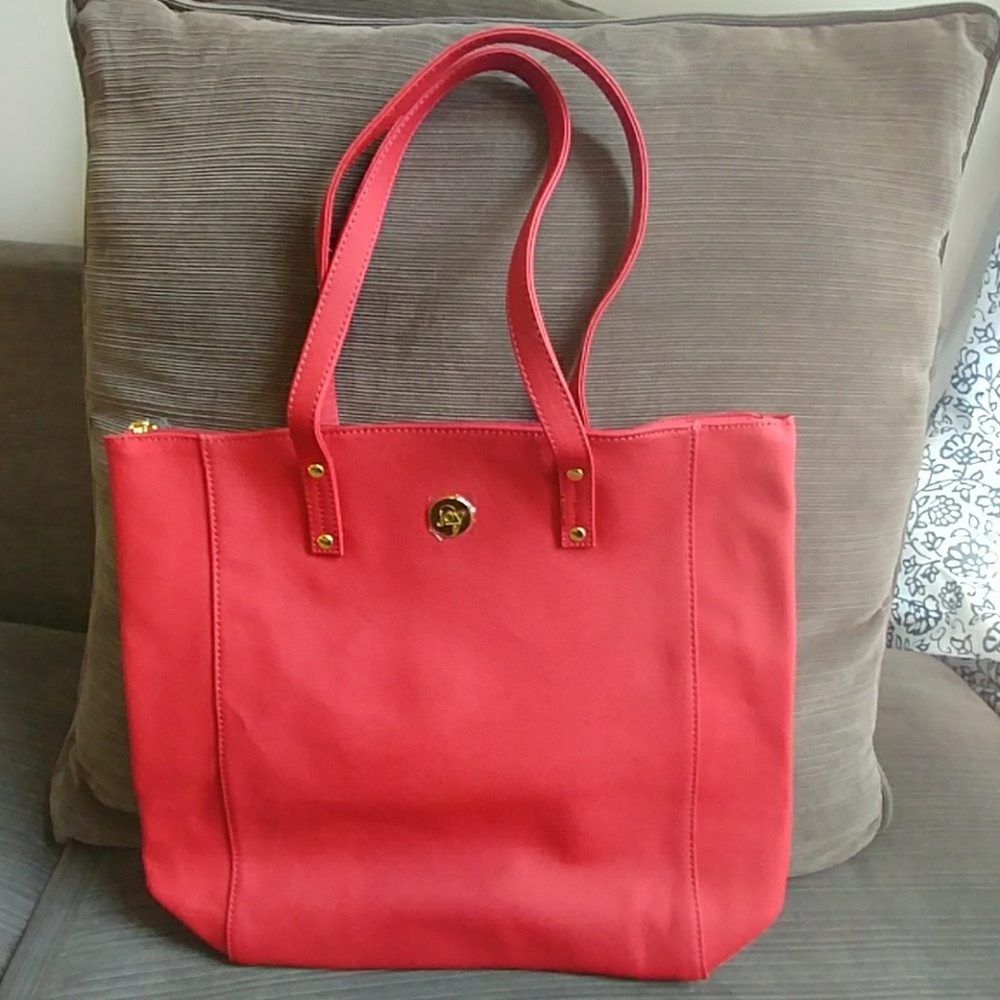 NEW Women's tote Joy Mangano red leather tote